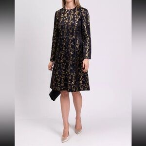 MARNI NIGHT BLUE LS DRESS FLOWER JACQUARD Size 44